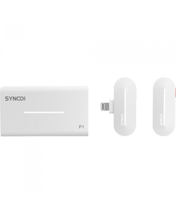 Synco P1L Miniature 1-Person Digital Wireless Microphone System with Lightning Connector for iPhones White, 2.4 GHz