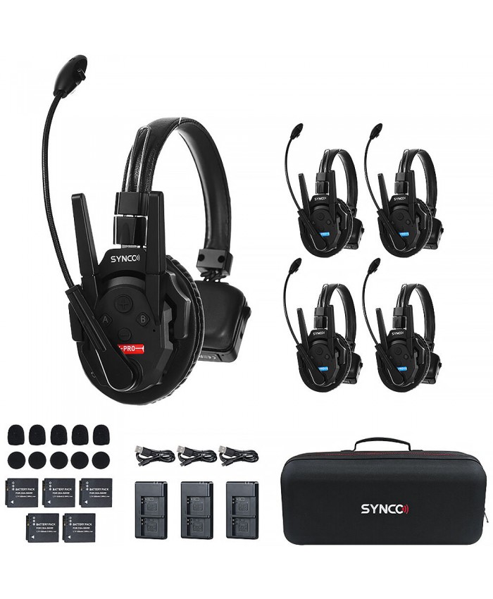 Synco Xtalk XPro5 Wireless Intercom System with 5 Single-Ear Headsets (2.4 GHz)